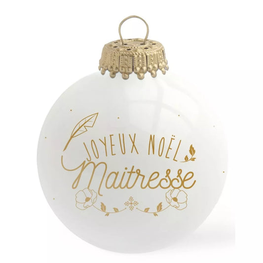 Boule de Noël Joyeux Noël Maîtresse