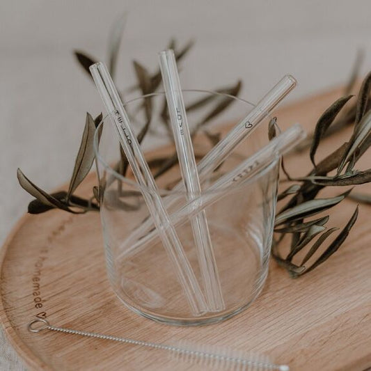 Lot de pailles en verre Hello Love