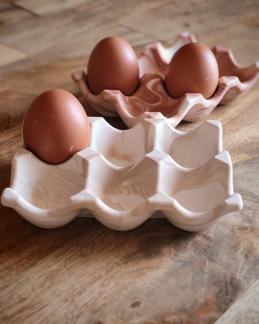 Support à œufs marbré (beige lin)