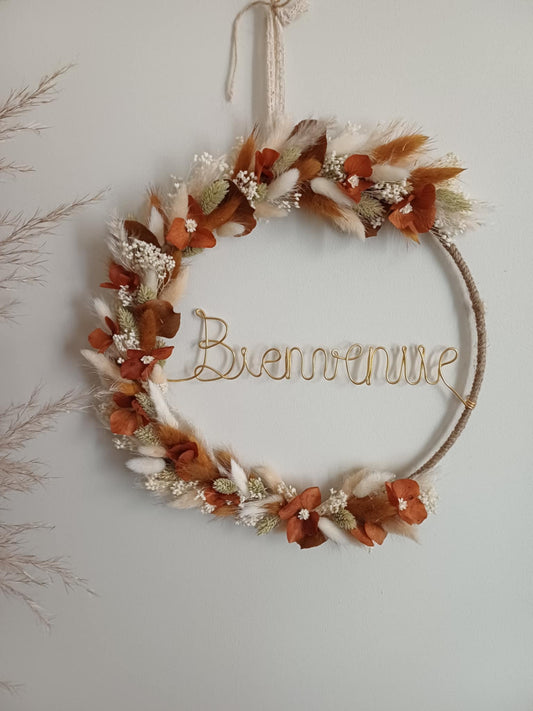 Couronne de fleurs séchées personnalisée La Champêtre